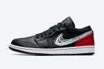 Air Jordan 1 Low 'Brushstroke Swoosh - Black Red'