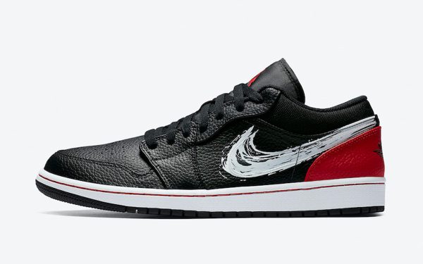 Air Jordan 1 Low 'Brushstroke Swoosh - Black Red'