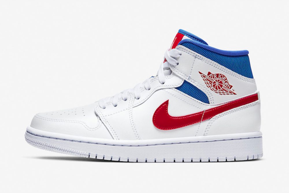 Air-Jordan-1-Mid-White-Red-Royal-Blue-BQ6472-164-Release-Date Wmns Air Jordan 1 Mid 'USA' - Image 1