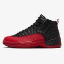 jordan 12 flu game - Black and Varsity Red Jordan 12 sneaker with tumbled leather and red outsole