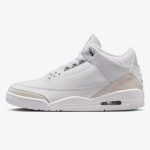 jordan 3 pure money - White and Metallic Silver Jordan 3 Retro sneaker with elephant print overlays