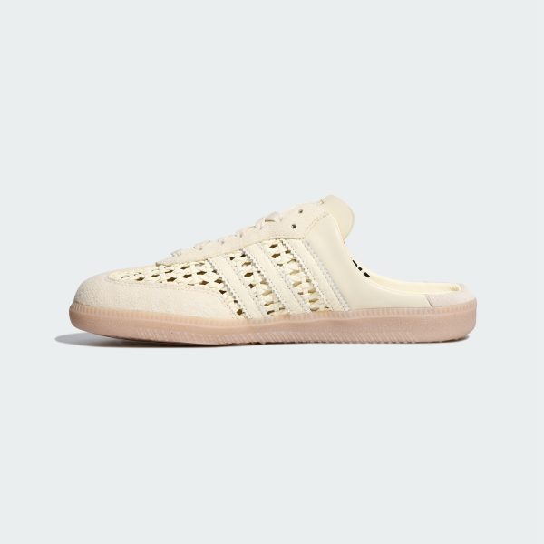 samba mule woven - Cream White woven Samba mule with gum outsole