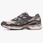 gel nyc oatmeal obsidian grey - Oatmeal and Obsidian Grey GEL-NYC sneaker with layered runner styling