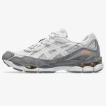 gel nyc cloud grey - Cloud Grey and Cement Grey GEL-NYC sneaker with orange accent detail