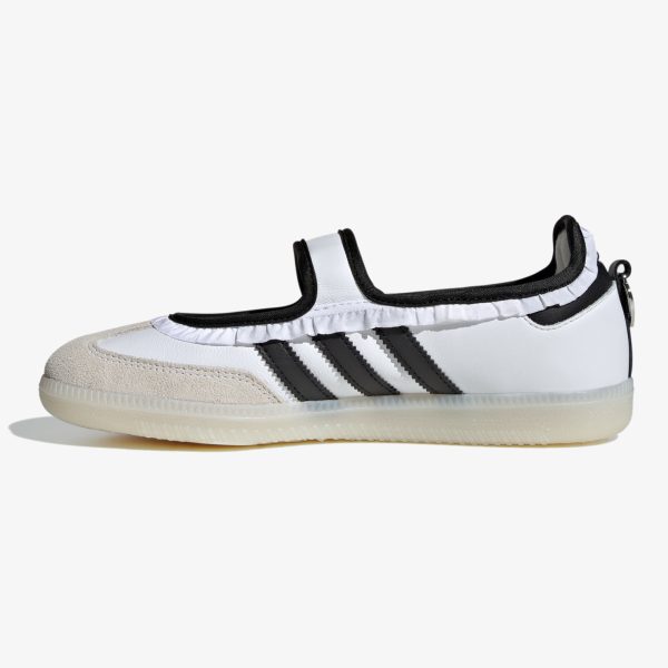 women's samba jane - Women’s Samba Mary Jane sneaker in white and black with ruffled trim and low-profile sole
