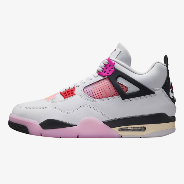 jordan 4 comic - Off-white comic-inspired AJ4 sneaker with pink gradient netting and graphic eyelets