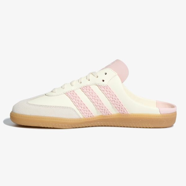 cream pink samba mule - Women's Samba mule sneaker in Cream and Pink with an open heel and low-profile rubber sole