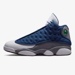 jordan 13 flint - Navy and white Flint AJ13 sneaker with grey and University Blue accents