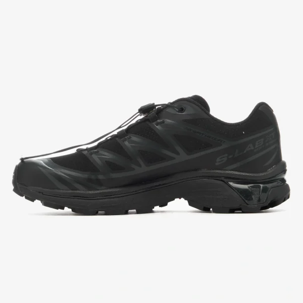 XT-6 Black Phantom sneaker with technical black upper, Quicklace closure, and sculpted rubber outsole