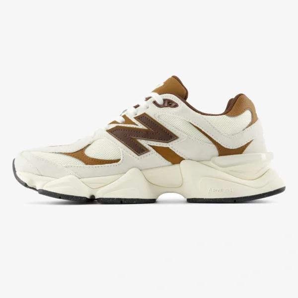 nb 9060 - 9060 Breakfast Tea Angora sneaker in warm brown and cream tones with layered mesh and suede upper