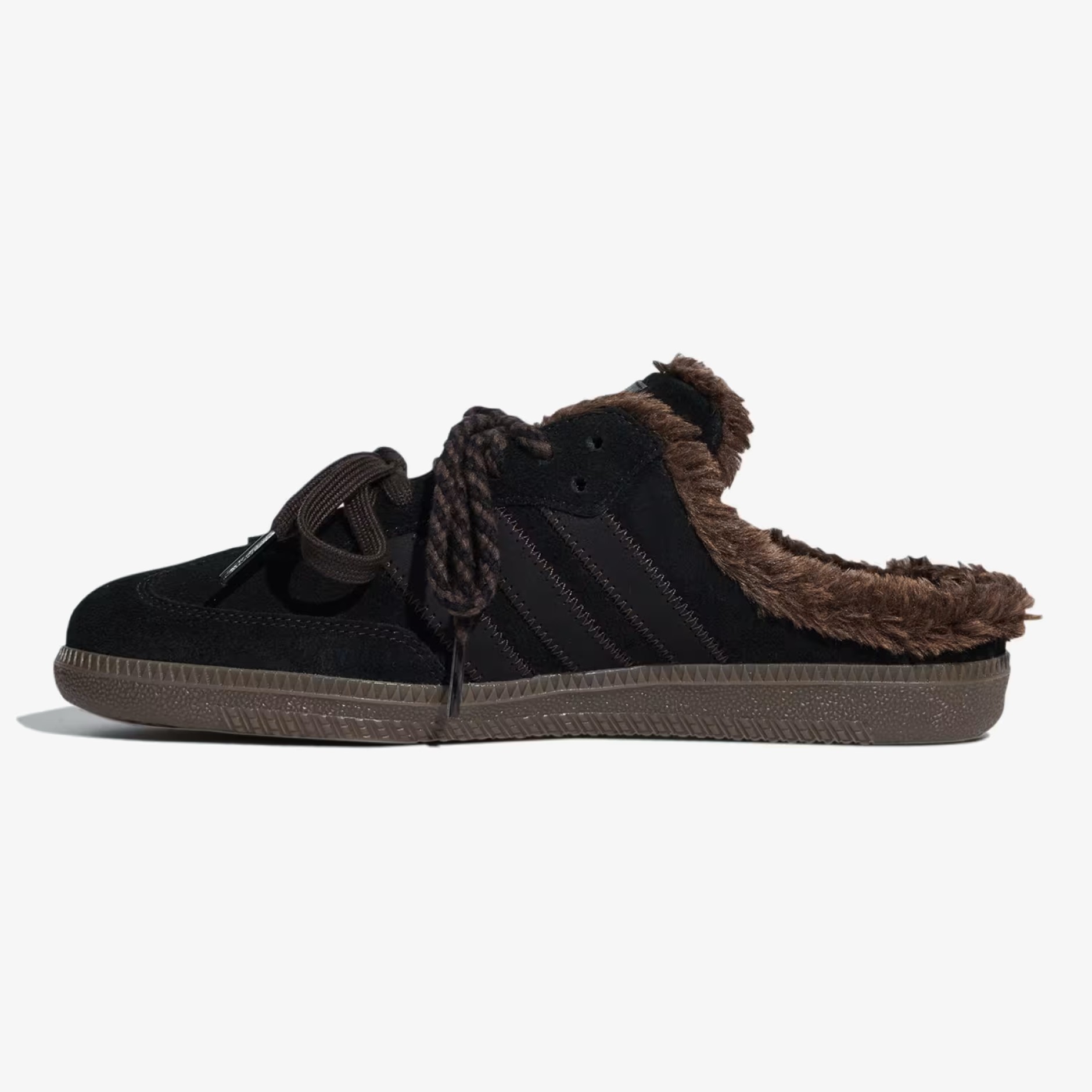 black samba mule - Black backless Samba mule with dark brown details