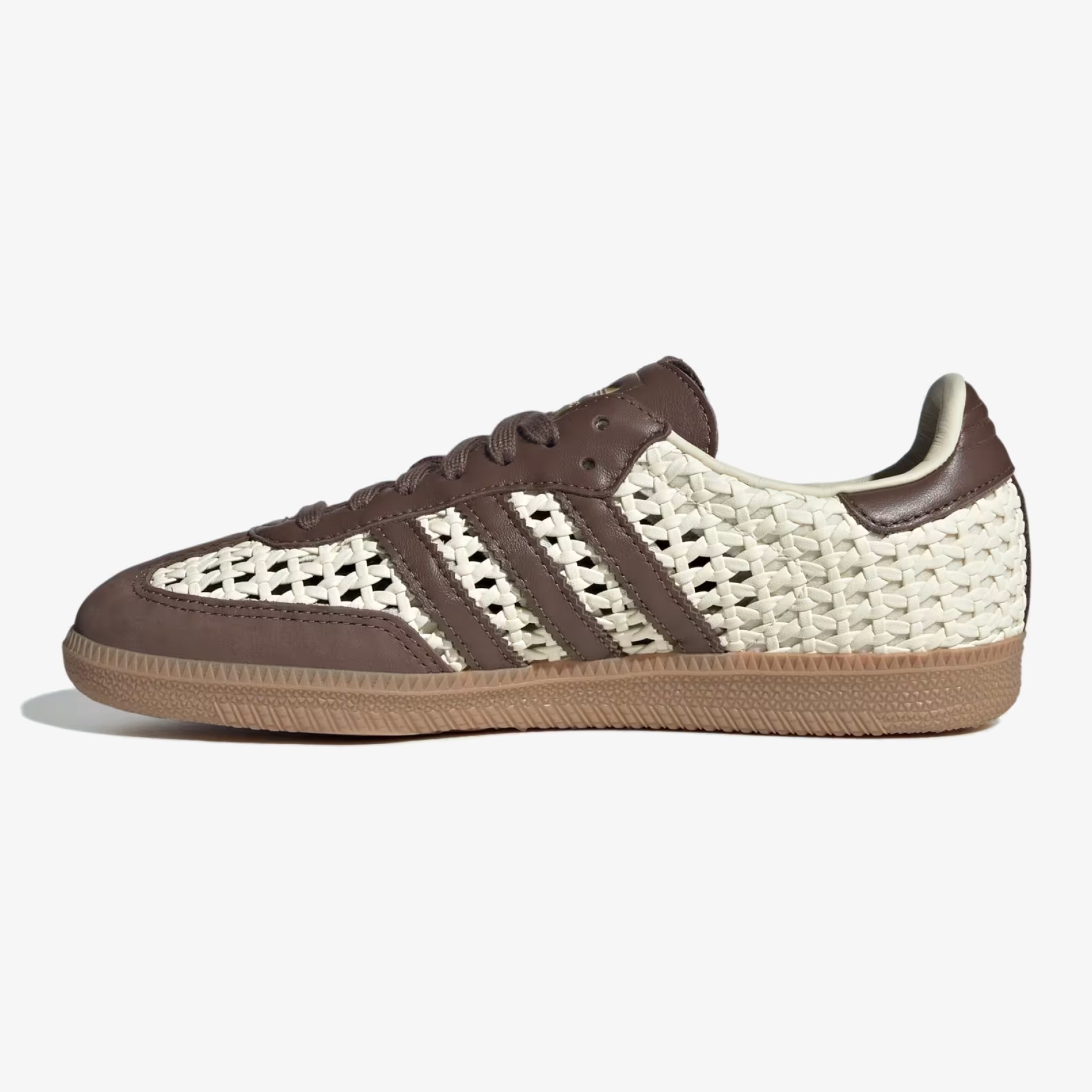 women's cream white samba - Cream White Samba sneaker with Earth Strata and gold metallic details
