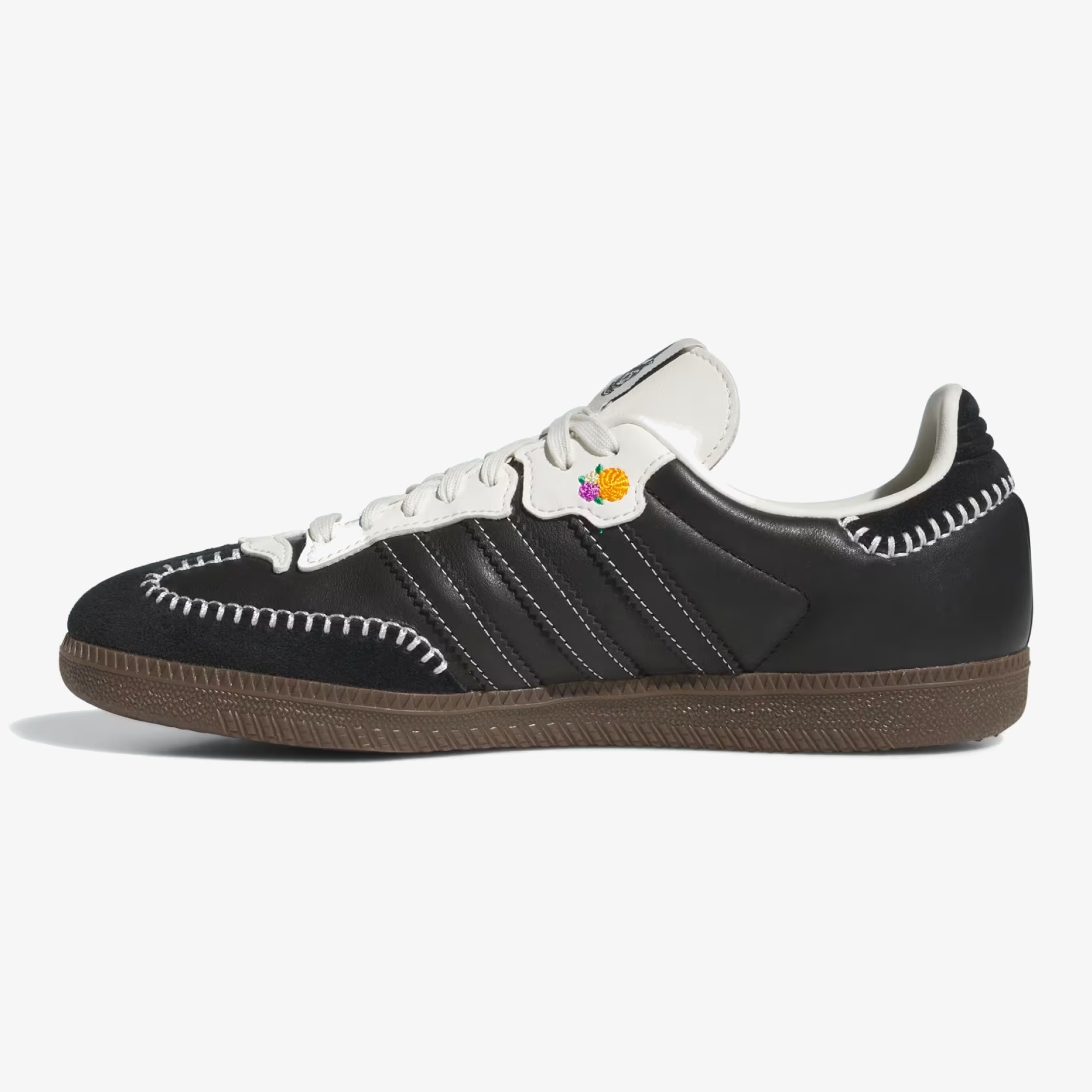 black día de muertos samba shoes - Black adidas lifestyle sneaker with Off White serrated stripes and stitched details