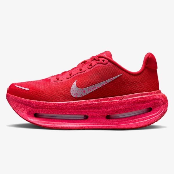 women's red nike running shoes - Women's University Red and Hyper Pink Nike road-running shoe with metallic silver details